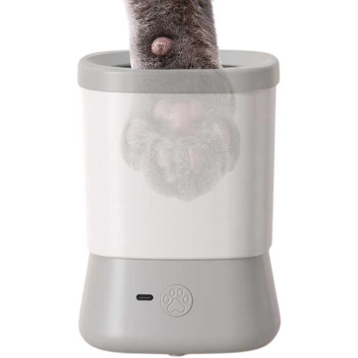 Келих для миття лап собак - мийка лап для собак, захист від бризок, 2 швидкості, аксесуари для миття, ідеально для подорожей, кемпінгу та походів (сірий)