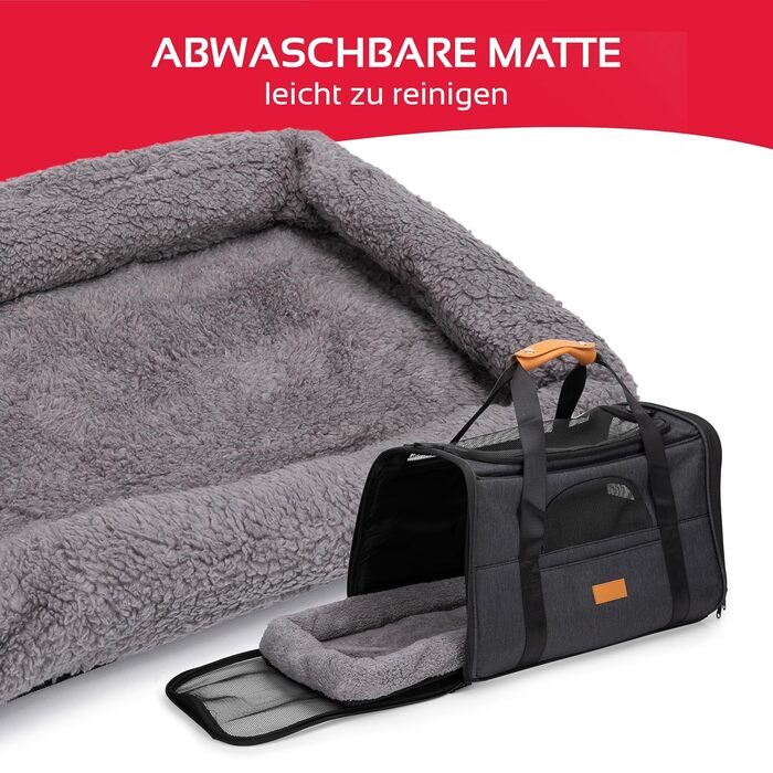 Сумка-переноска для собак та котів Maxxpro - сіра, 44 x 31 x 34 см, складана миска/ліжко, до 5 кг