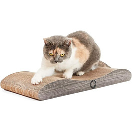 Когтеточка для котів CanadianCat Comet L XL, картон, з котячою м'ятою, 60x29x7 см, темно-сіра, дерев'яний дизайн