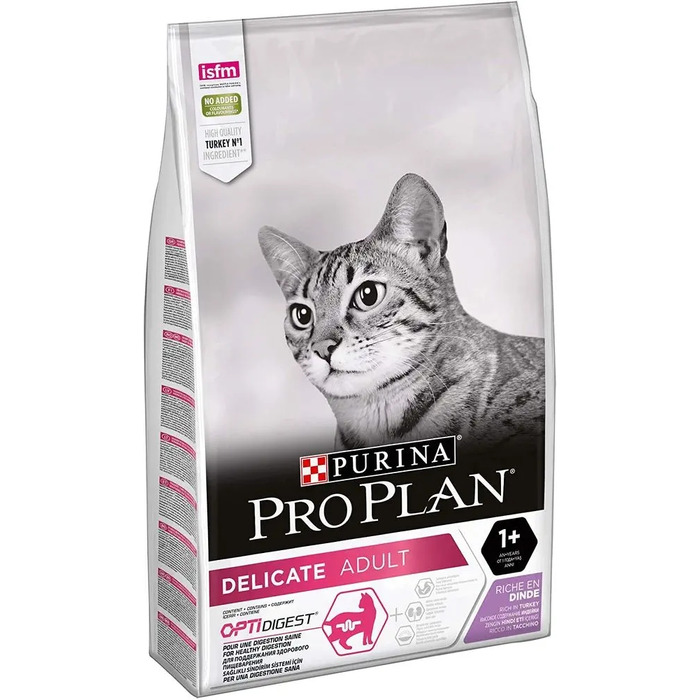 Корм для дорослих котів PRO PLAN Adult Delicate Digestion з індичкою, 10 кг