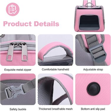 Рюкзак для кота Galatée з фронтальною відкриваемою конструкцією, сірий. Дихаючий рюкзак для вигулу собак та котів, для подорожей та прогулянок.