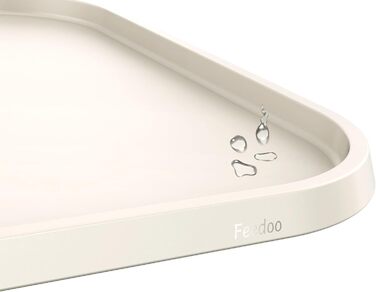 Підкладка під годівницю для тварин Feedoo: стійка до деформації, з піднятим бортиком, водонепроникна силіконова вставка, неслизька основа, захищає підлогу, BPA-free, придатна для миття в посудомийній машині