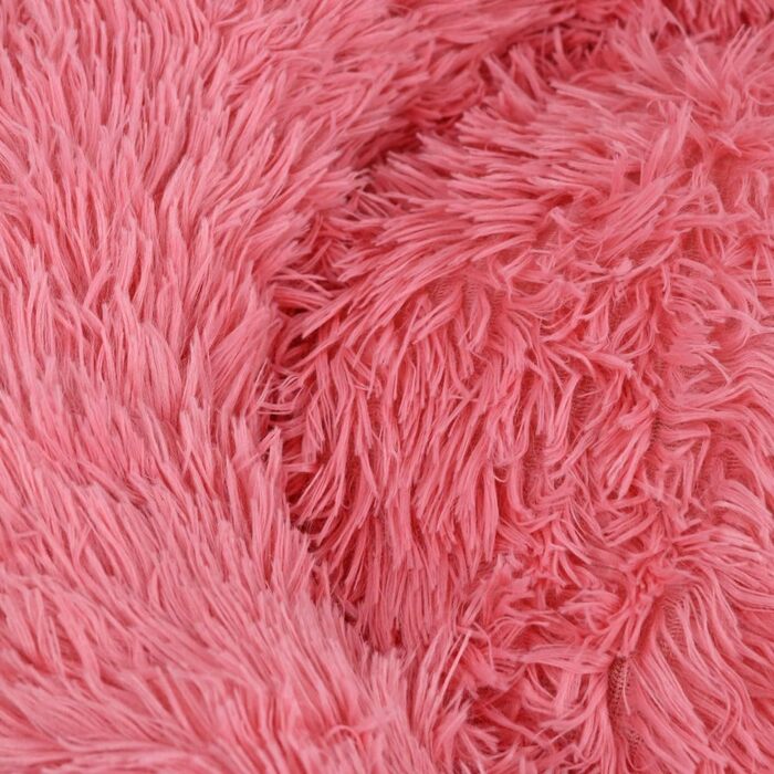 Кругле собаче ліжко для собак та котів 60 см - М'яке, пухнасте ліжко з високими бортиками - Нековзний низ - Силіконова наповнювач для комфорту та тепла - Легке у догляді - Рожеве