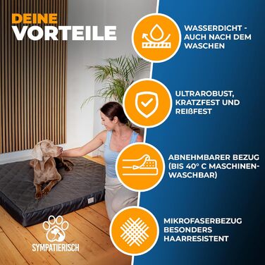 Ортопедичне собаче ліжко - водовідштовхувальне, ковзаюче, знімний чохол | Для собак маленьких та великих | 130x120x9 см, сірий XL