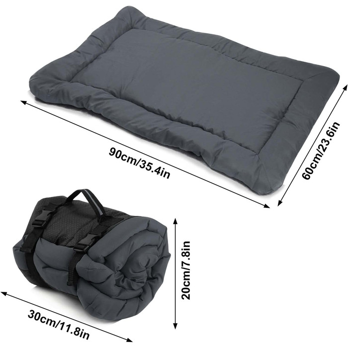 Килимок для собак, лежанка для тварин, портативна матрацна підстилка, водонепроникна, 90х60 см (Сірий). Підходить для маленьких, середніх та великих собак, для подорожей, кемпінгу, машини, переноски, дивана та підлоги.