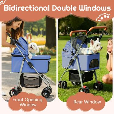 Візок для тварин Simcat: для собак та котів, складний, з поворотними колесами, чорний