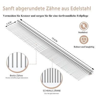 Набір щіток та гребінців Slicker для великих собак з довгою шерстю – щітка для розплутування з пінами 22 мм для Голден Ретріверів, Пуделів, Дудлів та котів – професійний догляд за шерстю з дерев'яною ручкою та шкіряним чохлом. Покриття лаком.