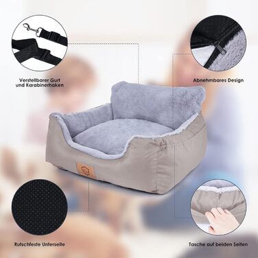 Зонєма ZNM Сидіння для собаки 2 в 1: автокрісло та переноска. Безпечне, водонепроникне, з регульованим ременем та сумкою для зберігання.