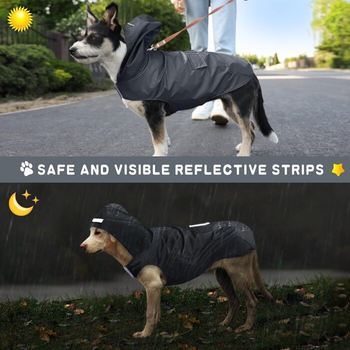 Водонепроможна куртка для собак Idepet Regenmantel: захист від дощу та вітру для маленьких, середніх та великих собак (6XL, чорний)