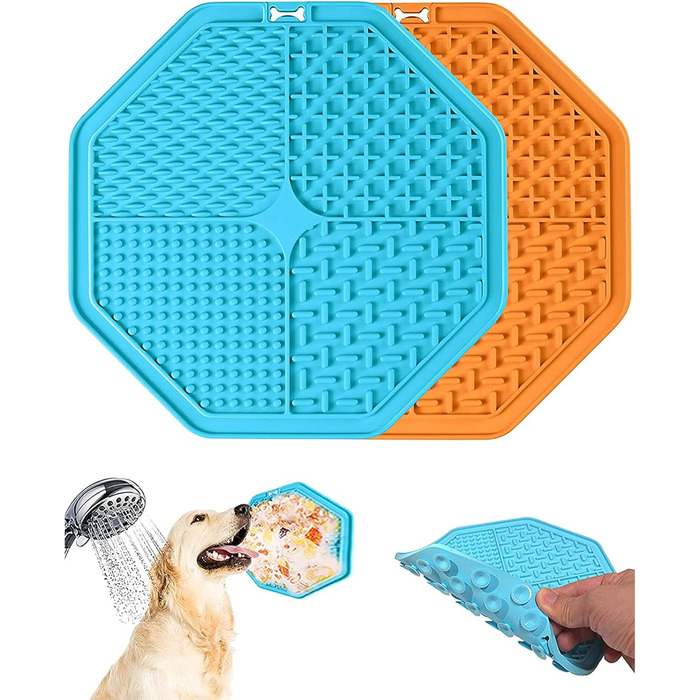 Килимок для собак | Килимок-лежанка з повільною годівлею | 2 шт. (Помаранчевий, Синій)