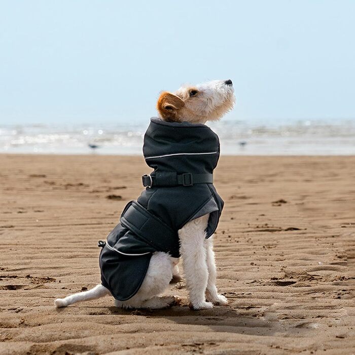 Тепла зимова жилетка для собак Wintermante, флісова підкладка, захист від снігу, кріплення для шлейки, чорний, XL