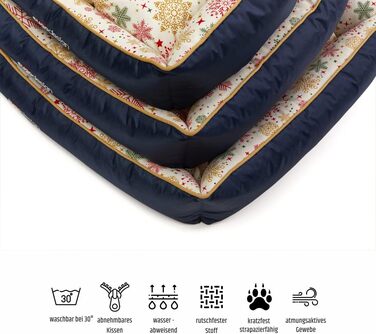 Водонепроникне ліжко для собак з бавовни та поліестеру - корзина для собак з знімним подушкою - диванчик для собак з переносною сумкою - 7 різних дизайнів - 3 розміри (S/M, L, XL) (червоно-зелений, L)