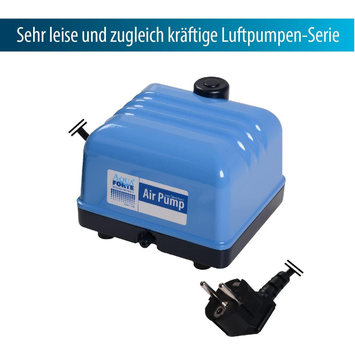 AquaForte Hi-Flow V-30 повітряний компресор для ставка, алюмінієвий корпус, тиха та потужна робота, 25 Вт, 7 л/хв на 2 м, до 18 м³, нерегульований