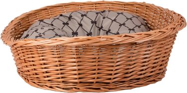 Корзина для тварин з плетіння лози e-wicker24: зручне ліжко для собак та котів (80x60x26 см, бежевий)