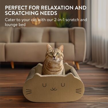 Навіс для котів Navaris - 2-в-1: когтеточка та лежанка - когтеточки для котів, лежанка для котів, товстий картон, захист меблів