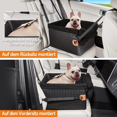 Автомобільний лежак для собак (чорний, великий) з кишенями та поворотком, підходить для собак малого та середнього розміру