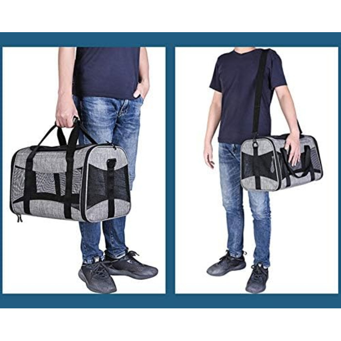 Транспортна переноска для котів та собак, складана, з м'якою підстилкою та плечовим ременем