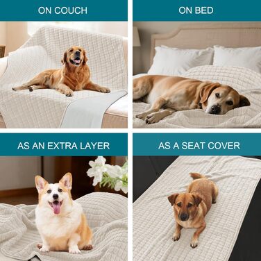 Водонепроникний коврик для собак H.Versailtex, 80 x 100 см, для собак та котів, бежевий