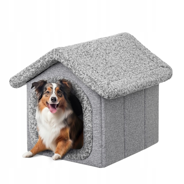 Тепла будка для собак з хутряним підкладкою та подушкою, середній розмір R5 60x70 см