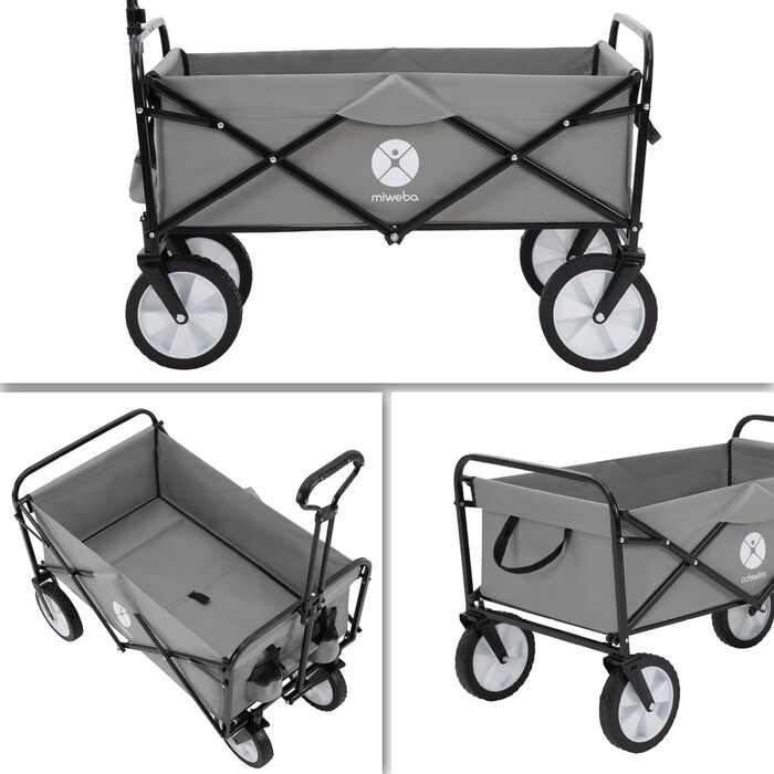 Складаний візок Miweba MB-35 | Вантажопідйомність 120 кг - для дітей, саду, пляжу | Сірий