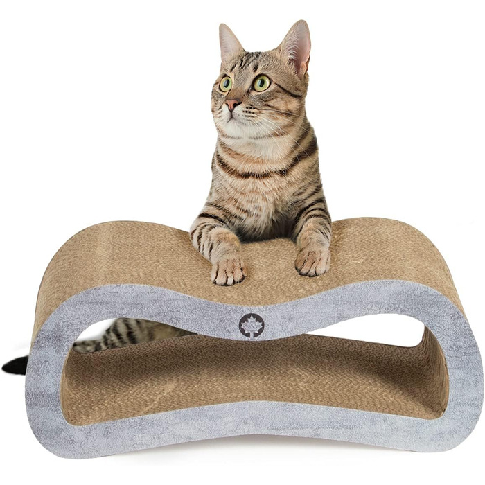 Картонний когтеточка-лежанка CanadianCat Orbit Petite бетон, з котячою м'ятою, 45x18x23 см