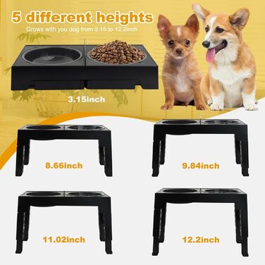 Підставка для миски для собак Focenat, 2-в-1 з захистом від протікання, повільне годування, 5 рівнів регулювання висоти, для собак великих, середніх та маленьких порід