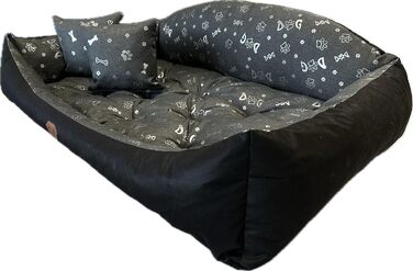 Ортопедичне ліжко для собак Dogs4Life: м'яке, миється, з можливістю персоналізації (S-XXL, сірий з срібними лапками)