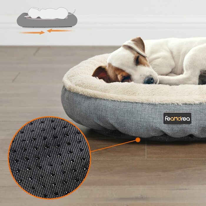 Кругле ліжко для собак та котів Feandrea, Ø 65 см, сіре, 65 x 65 x 12 см