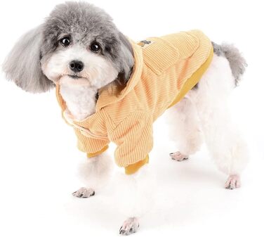 Зуена зимовий теплий пуховик для маленьких собак. М'який, з бавовни, з капюшоном. Тепла піджака для цуценят, ідеально для холодної погоди. Підходить для Чихуахуа. Колір: зелений. Розмір: S, жовтий