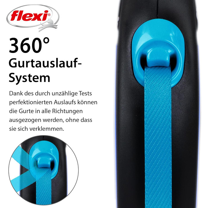 Повідок-рулетка Flexi New Neon S, чорний/неоново-синій, 5 м для собак