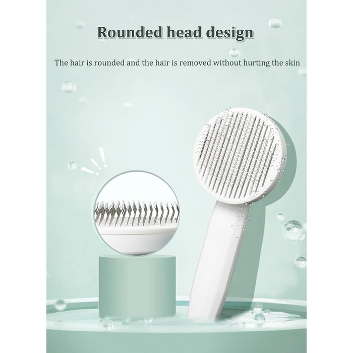 Щітка для тварин: для котів та собак з довгою та короткою шерстю, самоочисна, рожева