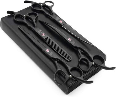 Професійний набір для стрижки собак Moontay: 4 ножиці (прямі, вигнуті вгору, вигнуті вниз, фінішна), 17.8 см, JP Edelstahl