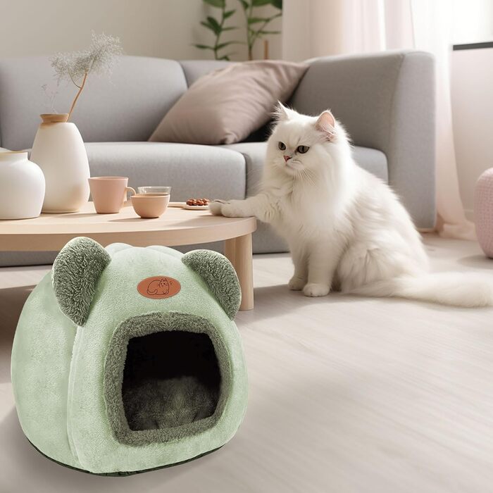 Кіт Будинок ТоКінЦен, Миючий, для Кішок, Кроликів, Собак, з Антиковзким Дном та Знімним Матом, Зелений