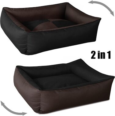 Ліжко для собак BedDog MAX Quattro 2в1 XL, коричнево-чорне, з бортиками, зносостійка Кордура, для дому та вулиці, знімний чохол, миючеся