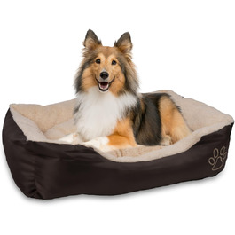 Крісло-ліжко для собак: м'яке, зручне, 61x48x18 см. Крісло для собак з флісу та нейлону, легко миється, підходить для маленьких та великих собак (Бежево-коричневе)