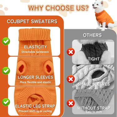 Вовняний пуловер для собак з коміром-стійкою, теплий та м'який, червоний, розмір M 12' (8', візерунок 