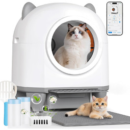 Автоматичний лоток для котів TRIUMPHKEY, 90L+8.5L, самоочисний, з керуванням через додаток, для багатокотових сімей