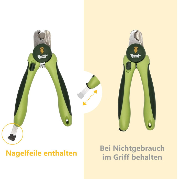 Професійна кусачка для догляду за кігтями собак Thunderpaws з захистом, блокуванням та пилочкою (середня/велика, зелена)