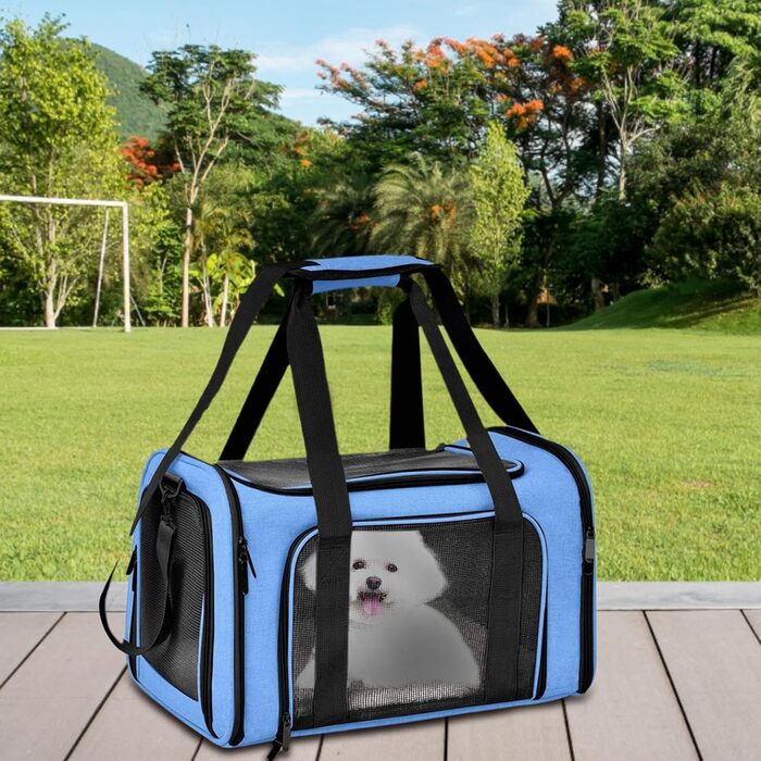 Транспортна переноска для тварин, сумка-переноска, переноска для собак, портативна, багатофункціональна, м'яка, складана, стабільна, безпечна, блакитна