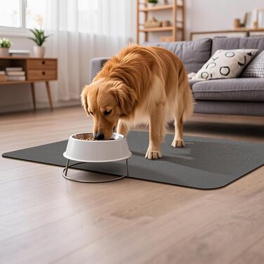 Підкладка під миску для собак та котів, нековзна, 40 x 60 см, сірий колір