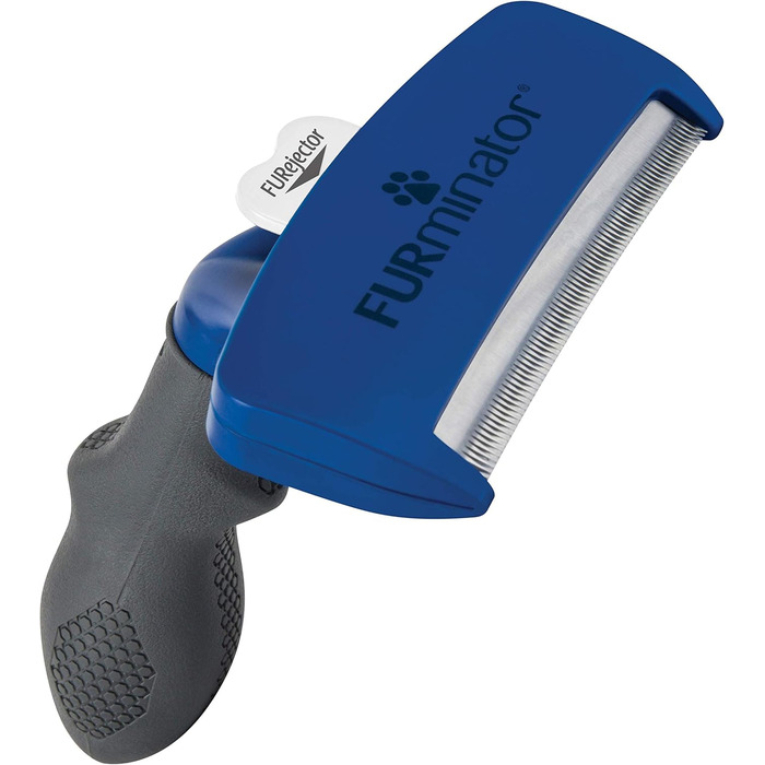 Furminator для собак великих порід з короткою шерстю - щітка для видалення підшерстка та вичісування, сіра, версія 2.0 (з щіткою-стірчиком)