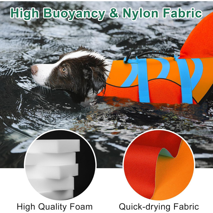 Жилет для плавання собак Shark Fin від Fragralley, висока плавучість, міцний нейлон та поліуретановий пінопласт для плавання, катання на човні та водних видів спорту