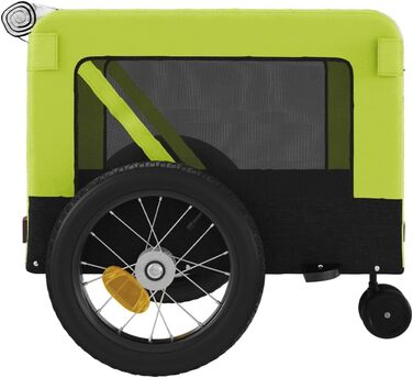 Причіп для велосипеда ZEYUAN для собак (зелений/чорний), Oxford-тканина, сталь, 93934