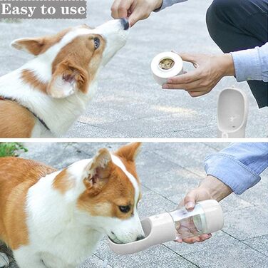 Yiflin 3-в-1 портативна пляшка для собак з мискою та контейнером для корму, дорожня пляшка-дозатор для прогулянок, походів та пиття