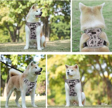 Шлейка для собак Eyein для великих собак, анти-тягу, з 2 карабінами та зручною ручкою, регульована та світловідбиваюча, з м'якою підкладкою, для щоденних тренувань (Tarngrau, XL), XL (55-83см, 50-94см) Tarngrau