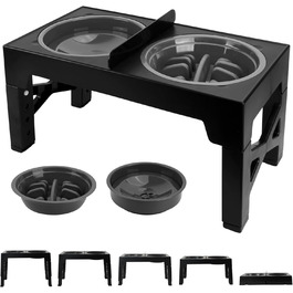 Підставка для миски для собак Focenat, 2-в-1 з захистом від протікання, повільне годування, 5 рівнів регулювання висоти, для собак великих, середніх та маленьких порід