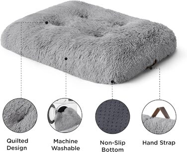 Лежак для великих собак BEDSURE 121x76x8 см, плюшевий, світло-сірий, знімний чохол, річна підкладка, що не ковзає, праний у пральній машині
