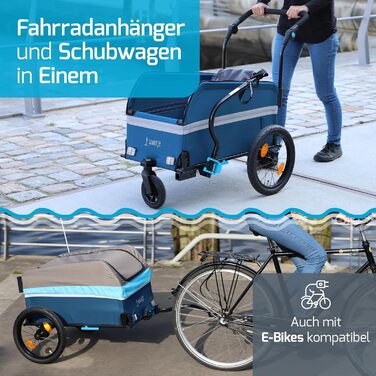 Причіп для велосипеда та візок 2-в-1 | Причіп-візок для велосипеда та електробіка | Вантажопідйомність 40 кг, об'єм 120 літрів | Складаний причіп з дахом та захистом від дощу | Ідеально для покупок, подорожей, фестивалів