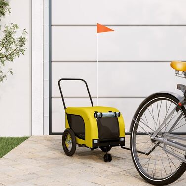 Фургон для собак VidaXL – переносний транспортер для собак з відбивачами та прапором, вантажопідйомність 45 кг, Oxford-Gewebe, 124 x 53 x 53 см, жовто-чорний