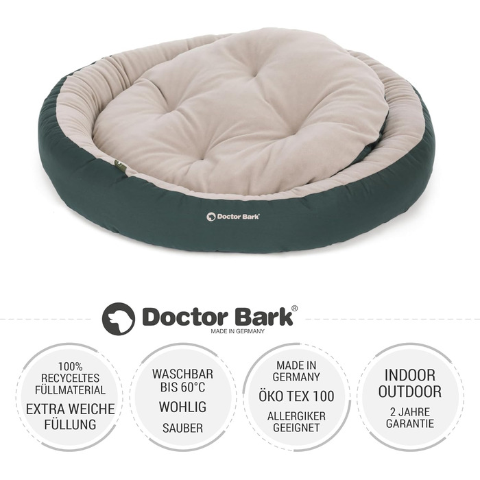 Кругле ліжко для собак середніх порід GreenLabel, м'яке, пухнасте, з вологостійким дном, фліс/бавовна, колір кобальтово-синій (L - 70x60 см)